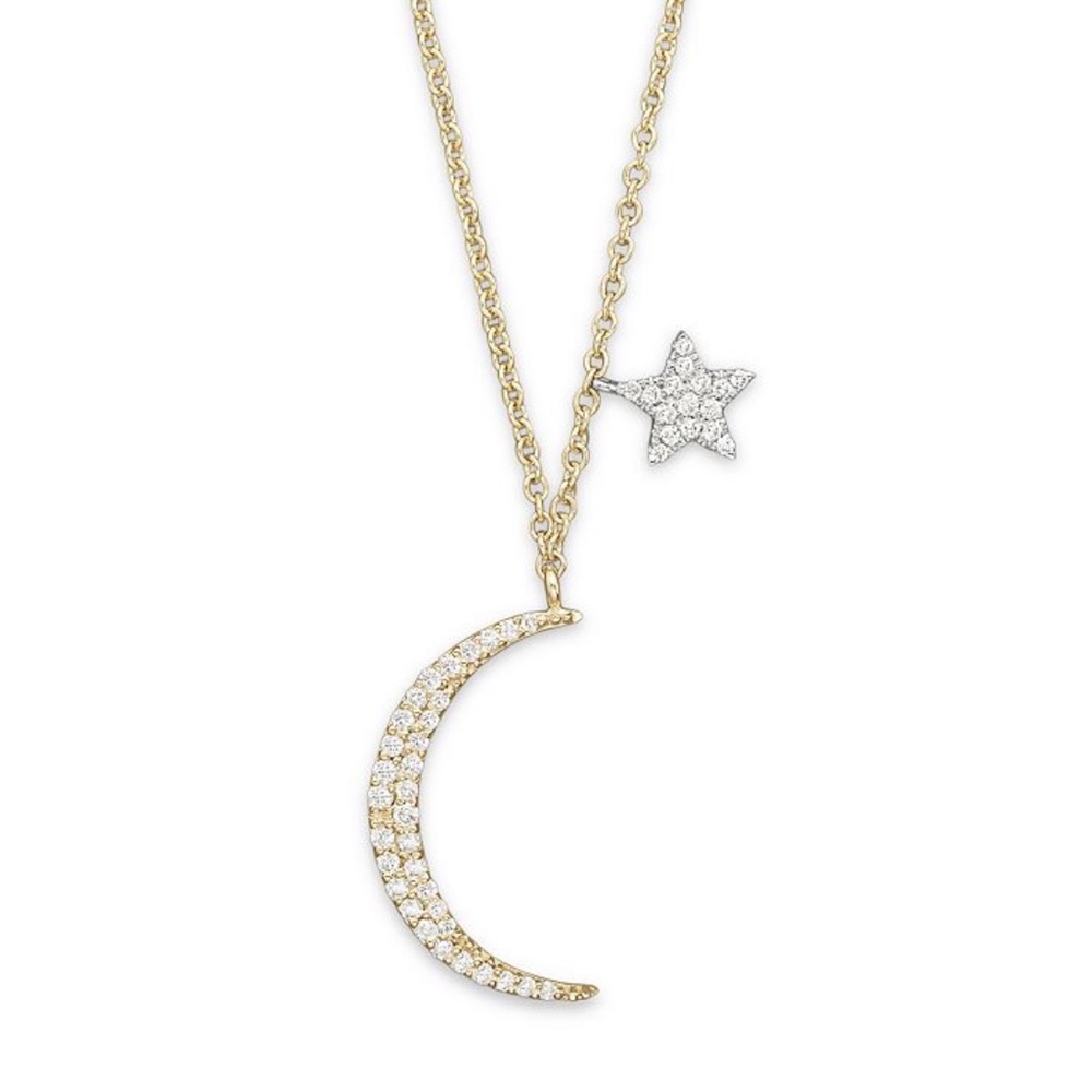 Meira T 14K Rose Gold Diamond Moon Star Necklace
